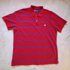 Men's Chaps Ralph Lauren Polo Short Sleeve Shirt Red with Blue Stripe Size XXL